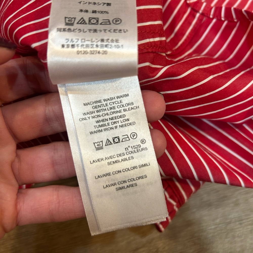 Ralph Lauren Red and White Striped Button-Down Shirt - Picture 4 of 4